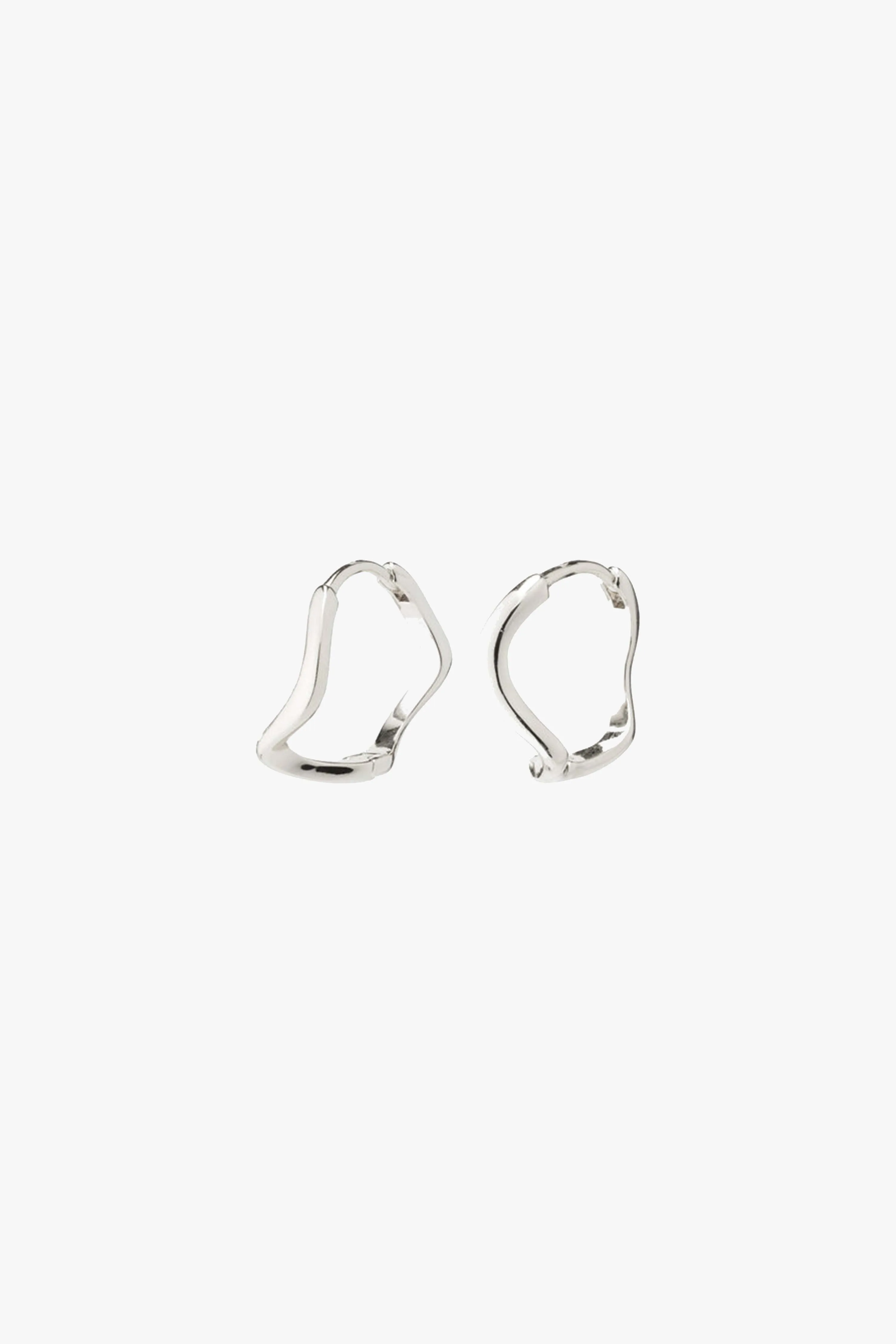 Alberte Organic Shape Hoop Earrings Silver