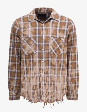 Amiri Brown Bleach Amiri Logo Flannel Shirt