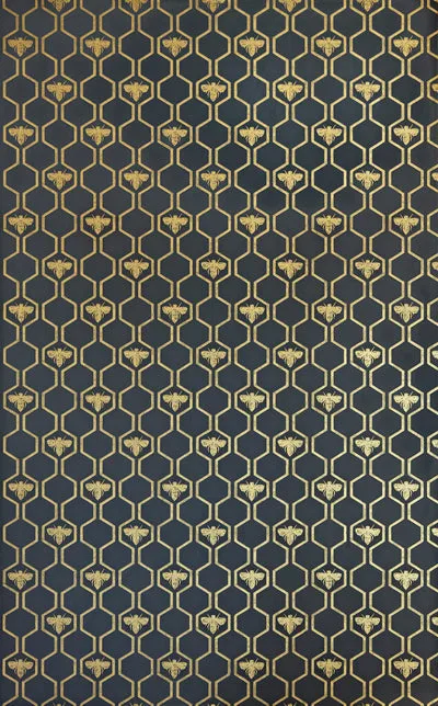 Barneby Gates Honey Bees Wallpaper - Gold on Charcoal