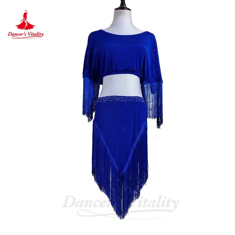 Belly Dance Costume Set for Women Chalf Sleeves Top tassel Skirt 2pcs Adult Children Oriental Belly Dancing Performance Outfit