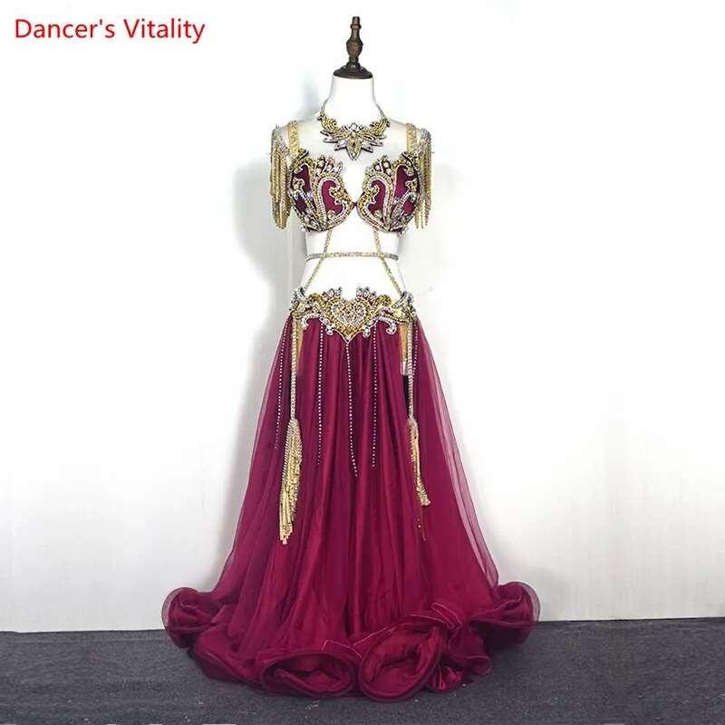 Belly Dance Performance Clothes Set for Women Cusomized Adult Children  Original Bra elegant Large Skirt 2pcs Belly Dancing Suit