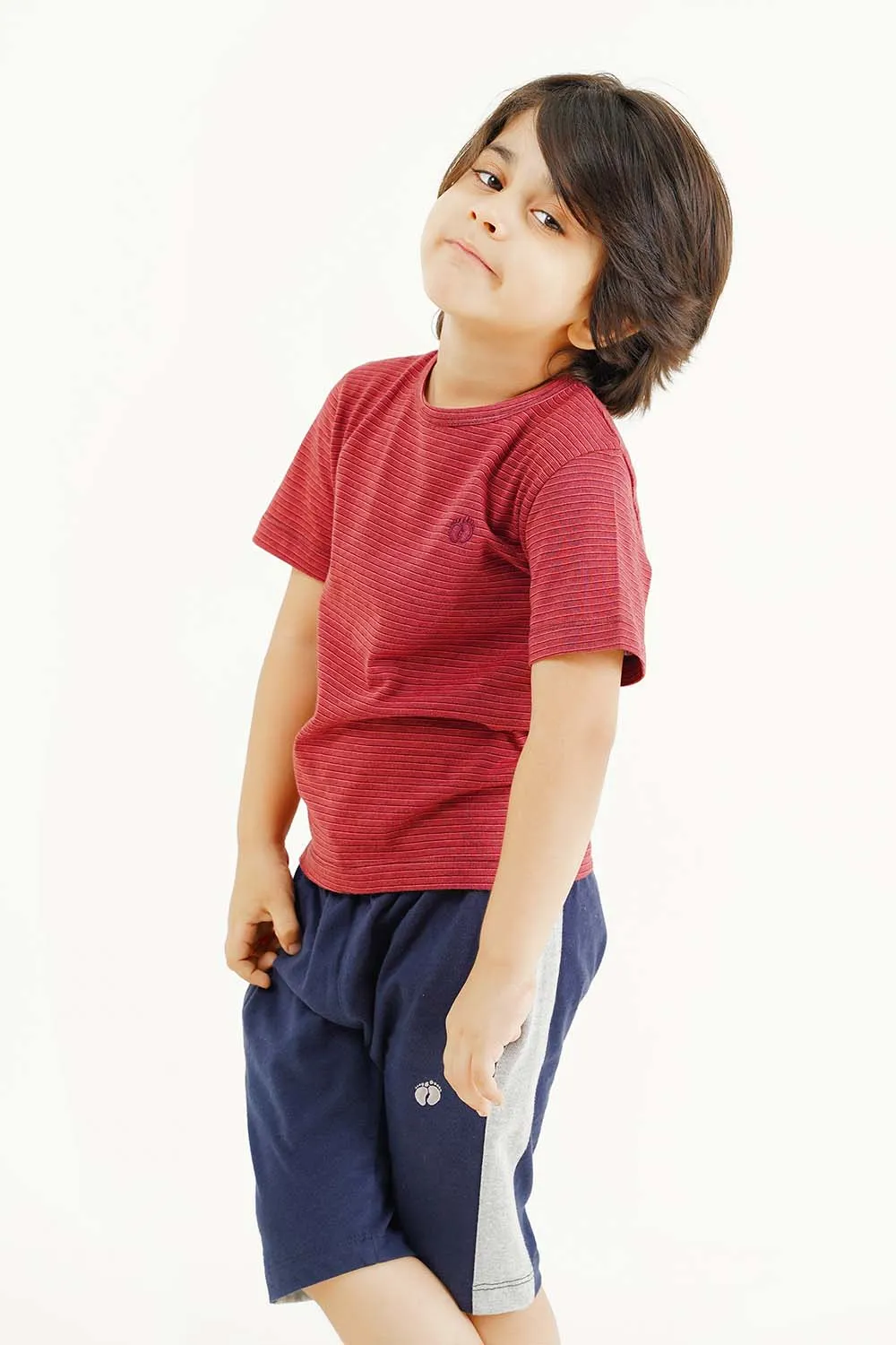 Boy's Short Sleeves Yarn Dyed Crew