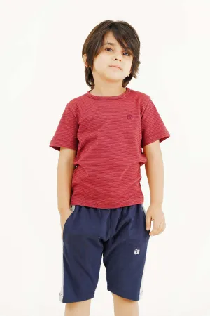 Boy's Short Sleeves Yarn Dyed Crew