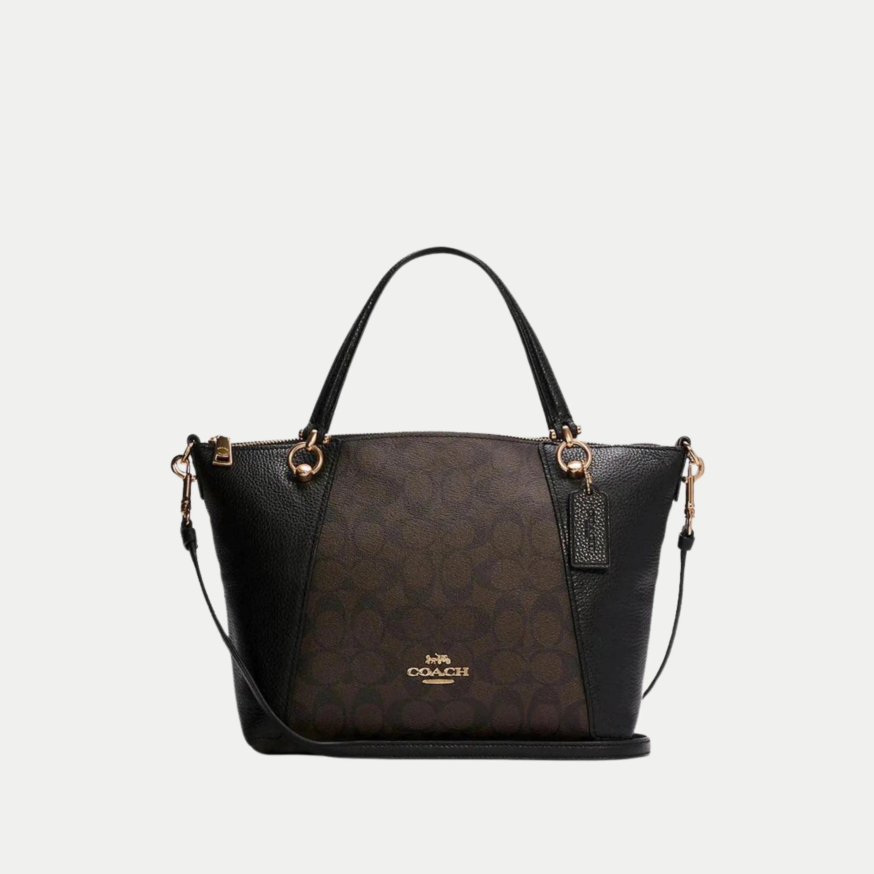 Coach Kacey Satchel in Blocked Signature Canvas Brown Black