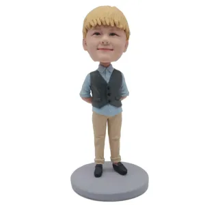 Cool Boy In Shirts And Waistcoats Custom Figure Bobblehead