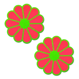 Daisy: Neon Green & Glow in the Dark Neon Pink Petal Pasties Nipple Covers