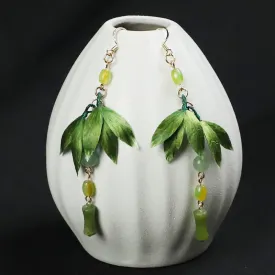 Dangle Earrings: Jade Leaves