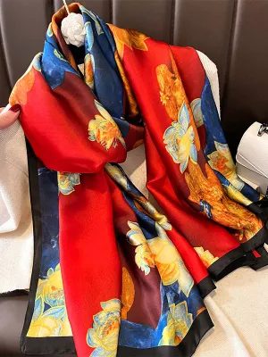 Flower Print Sun Protection Shawl&Scarf