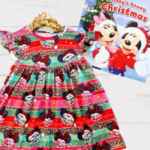 Girls Fun Holiday Character Dresses - Red Plaid Mouse In Sunglasses