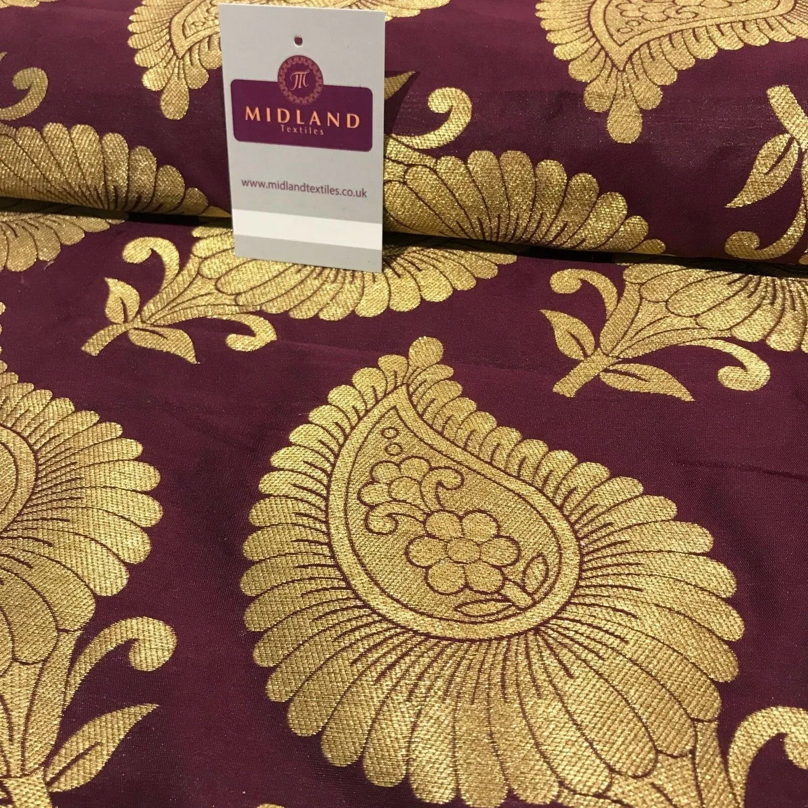 Gold Metallic Paisley Indian banarsi brocade Fabric 44" Wide M808 Mtex