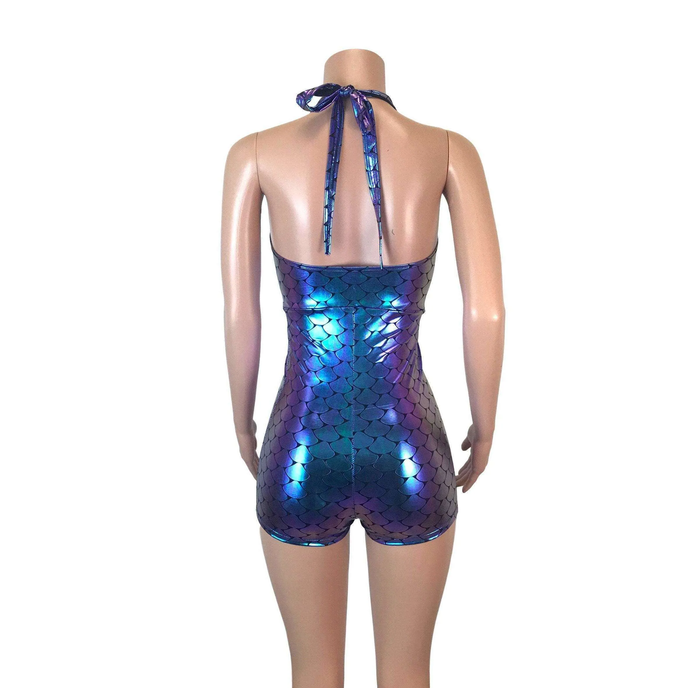 Halter Romper - Holographic Mermaid Scales