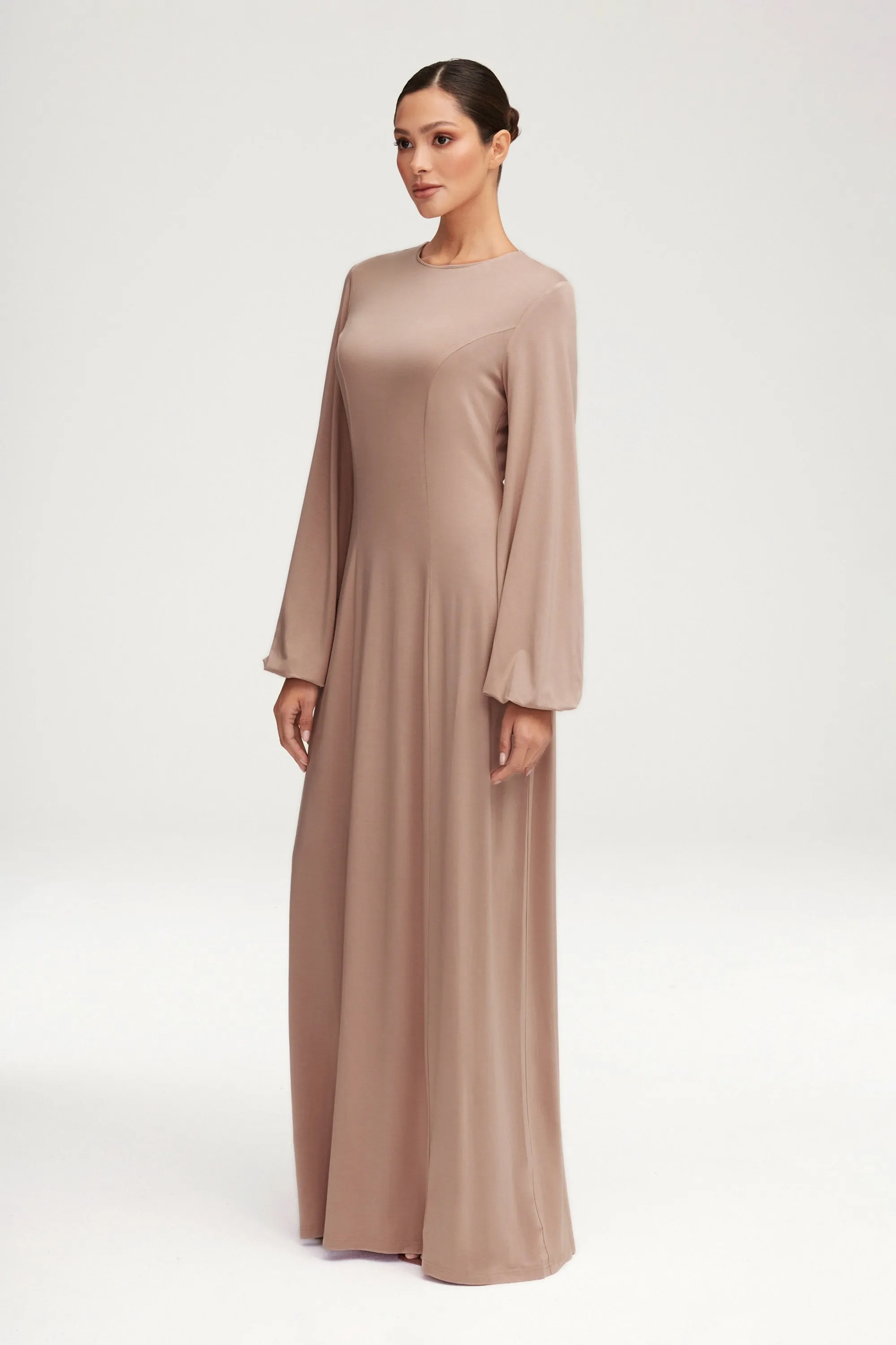 Hayat Jersey Princess Seam Maxi Dress - Mink