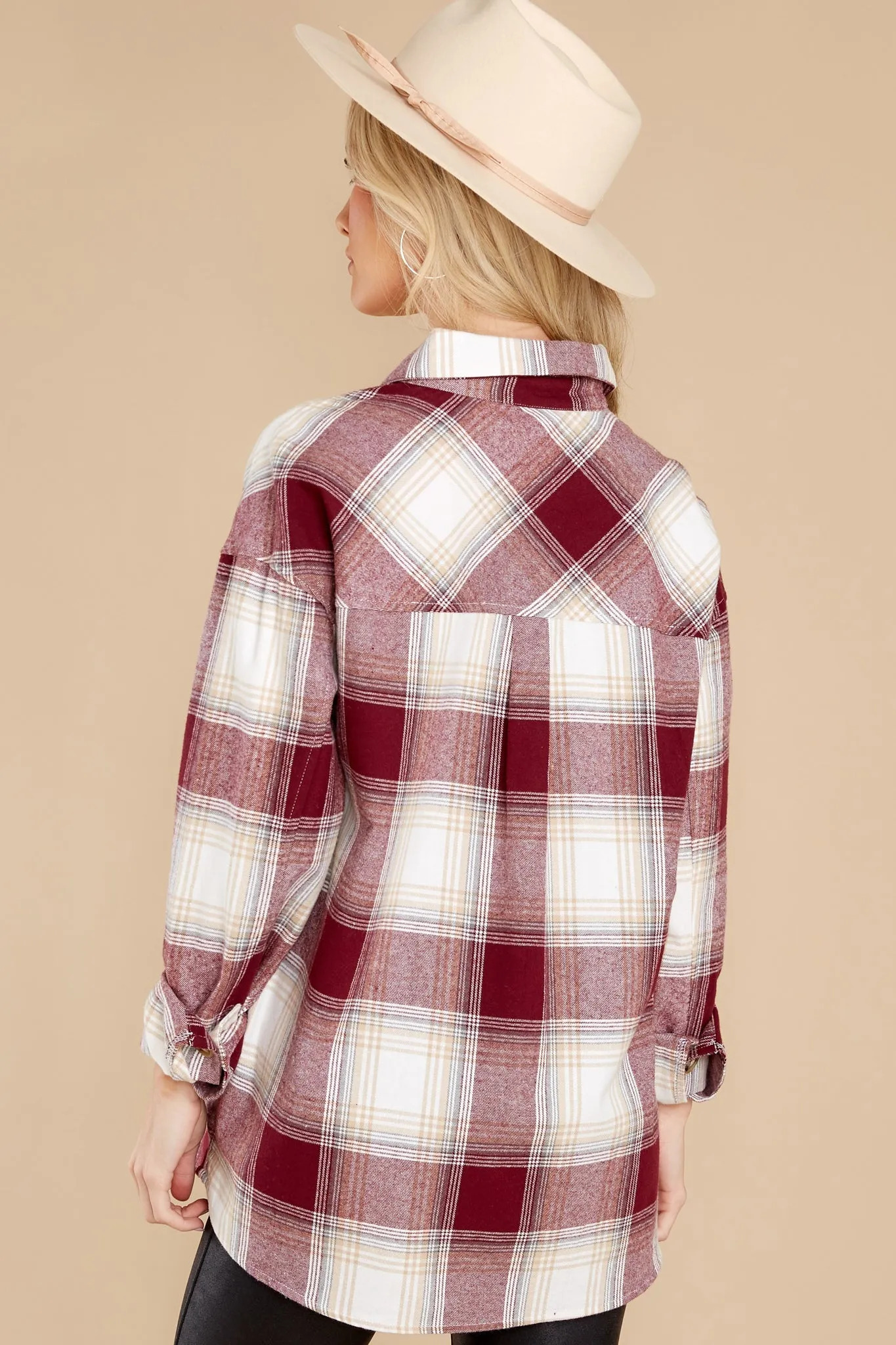 In The Maize Burgundy Plaid Top