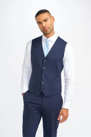 James Navy Super 130s Wool Waistcoat