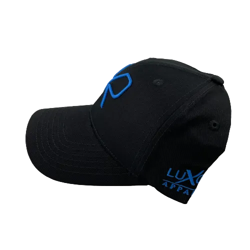 LXR BASEBALL CAP, Black & Electric Blue (LARGE FIT)