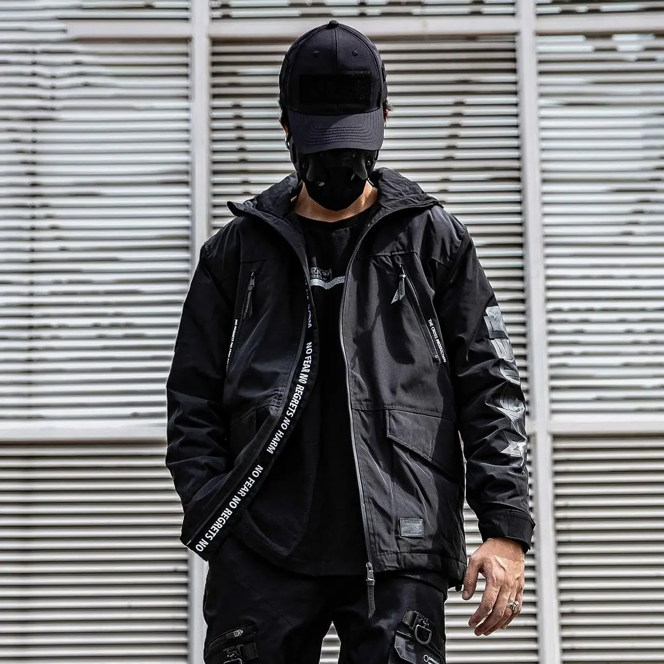 MASTER Black Windbreaker Parka Jacket