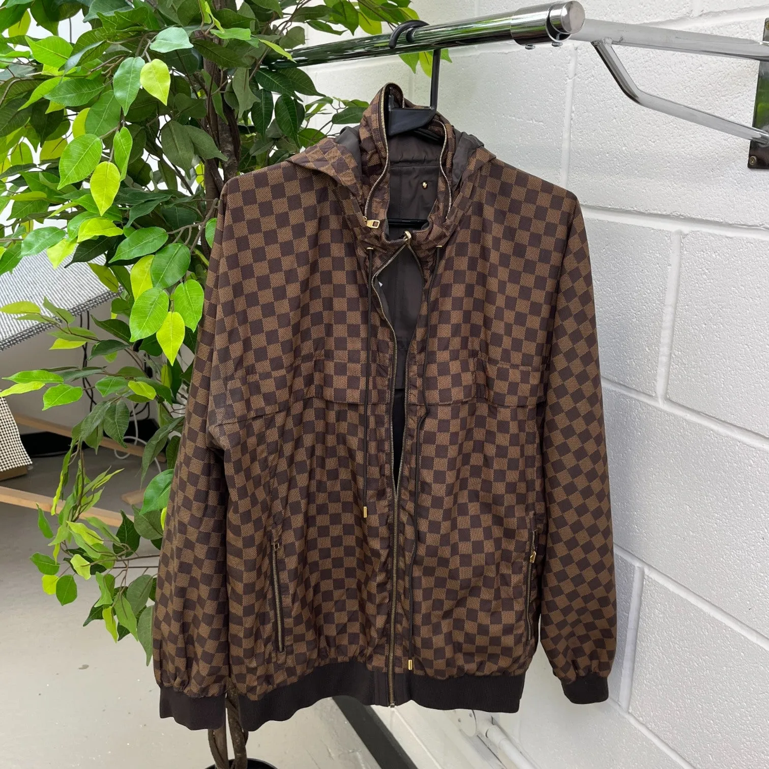 Men's Damier Reversible Windbreaker Brown Size IT 50 / L