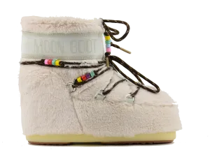 MOONBOOT ICON LOW FAUX FUR BEADS CREAM