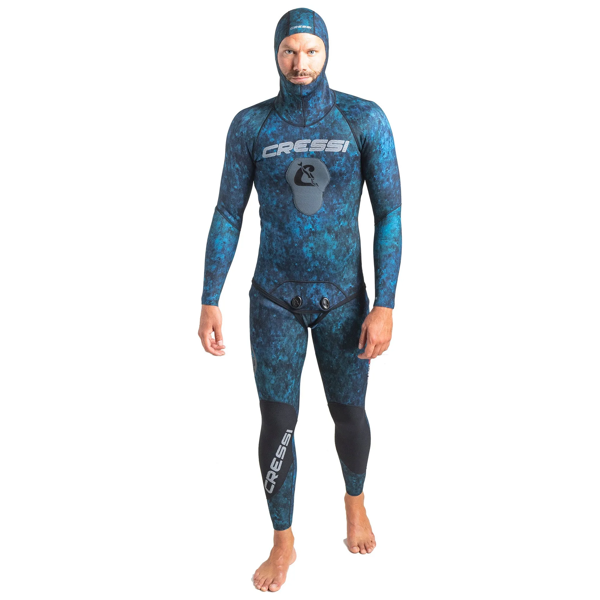 Open Box Cressi 2mm Man Tokugawa Nylon Two-Piece Wetsuit With Hood - Medium