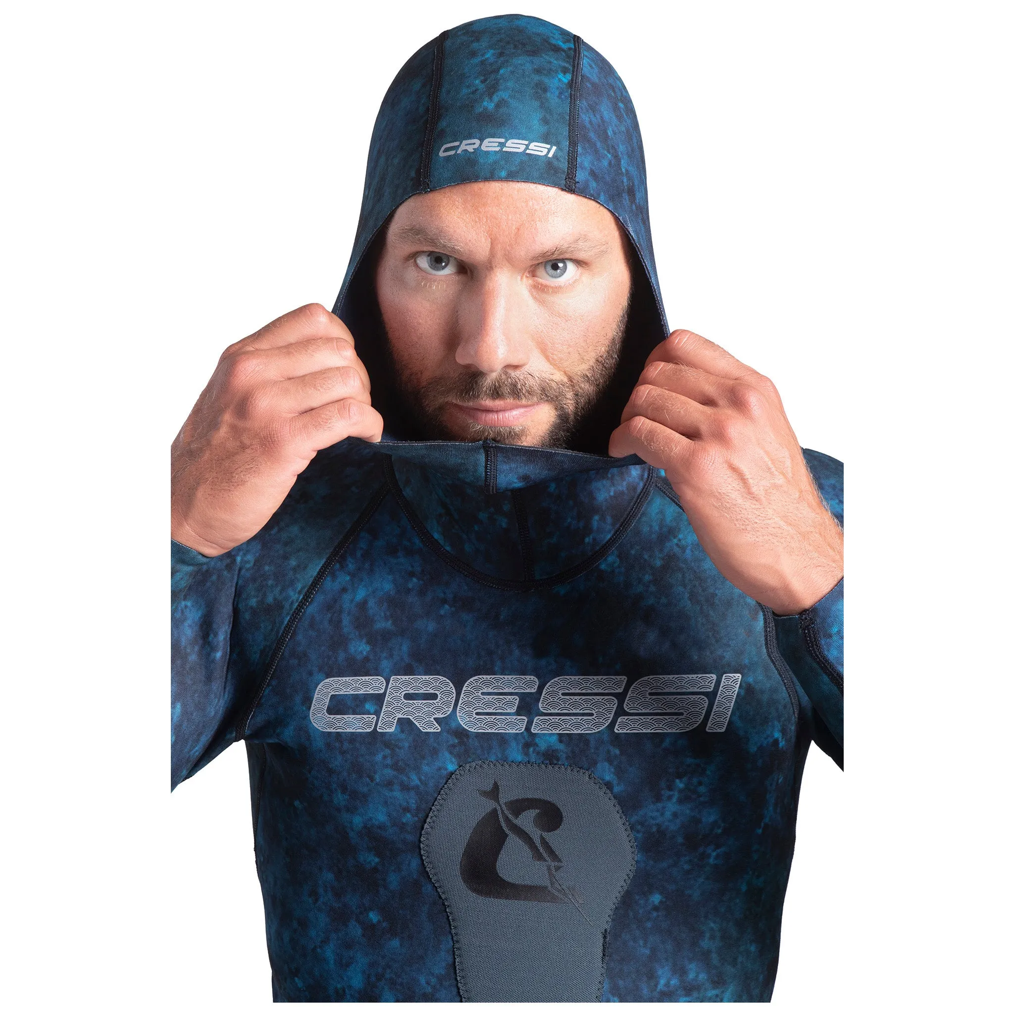 Open Box Cressi 2mm Man Tokugawa Nylon Two-Piece Wetsuit With Hood - Medium