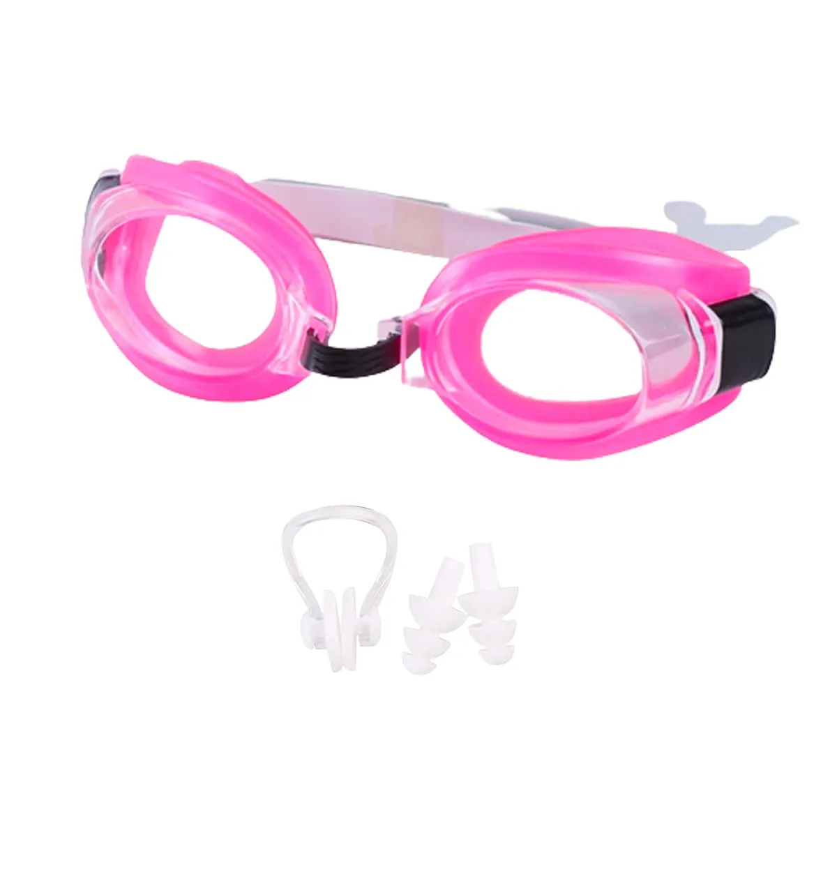 Pink Swimming Cap and Goggle combo for all age groups- One size fits all