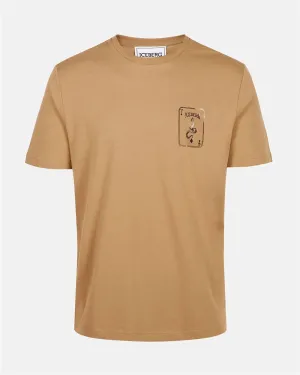 Short-sleeved T-shirt with prints and embroidery (Khaki) - I24F02063271229