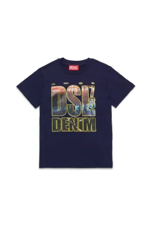 T-shirt with DSL78 Denim print (Blue) - DJ019790CATMK8AT