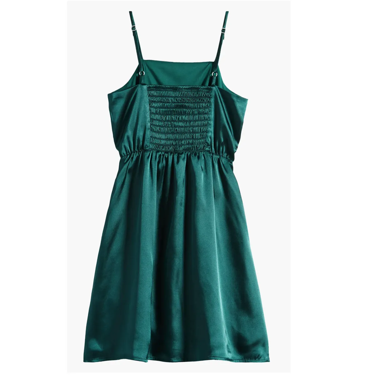 Tween Satin Baby Doll Dress Hunter Green