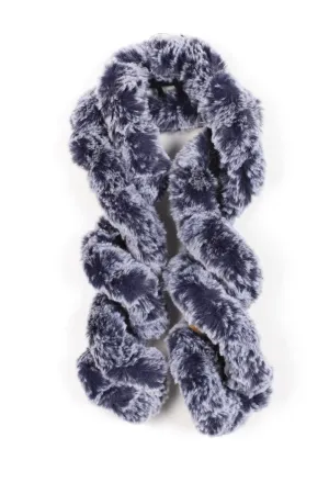 Two Tone Faux Rabbit Fur Crochet Twisted Scarf