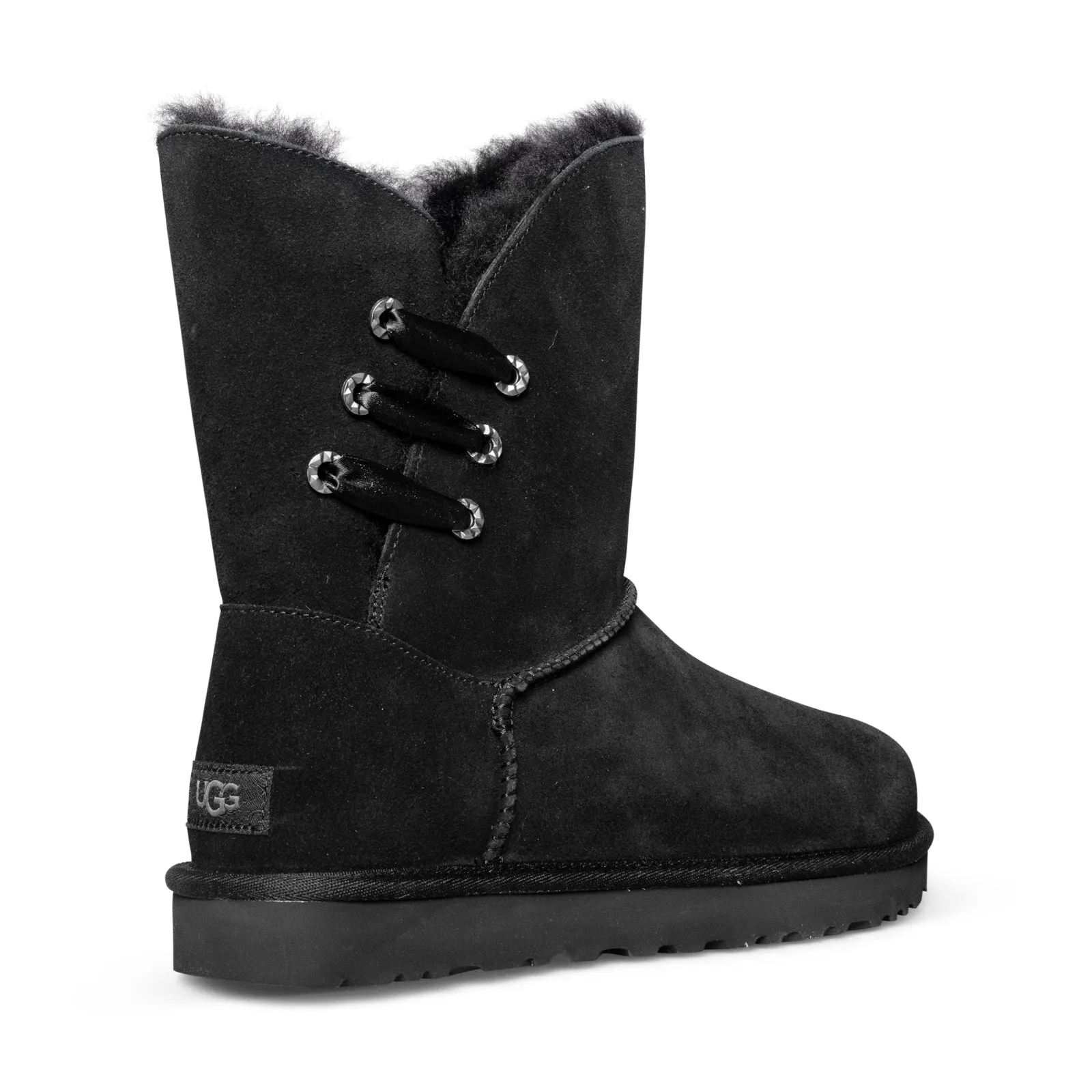 UGG Constantine Satin Ribbon Black Boots - Women's