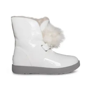 UGG Isley Patent Waterproof White Boots - Women's