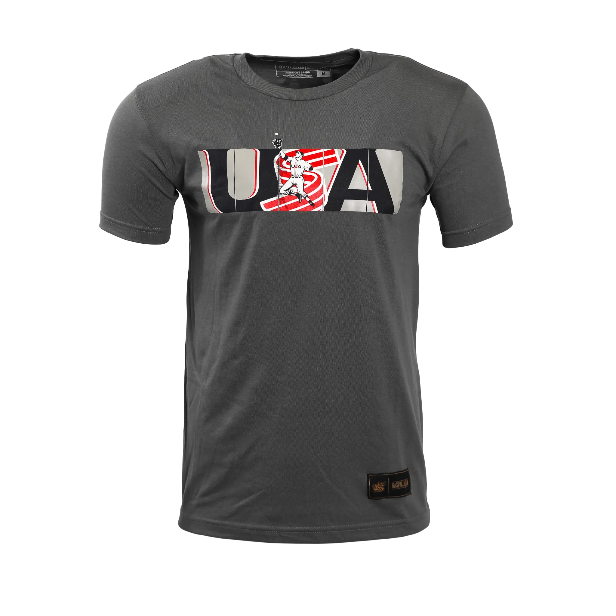 USA x Baseballism Grey Outfield Fence Tee