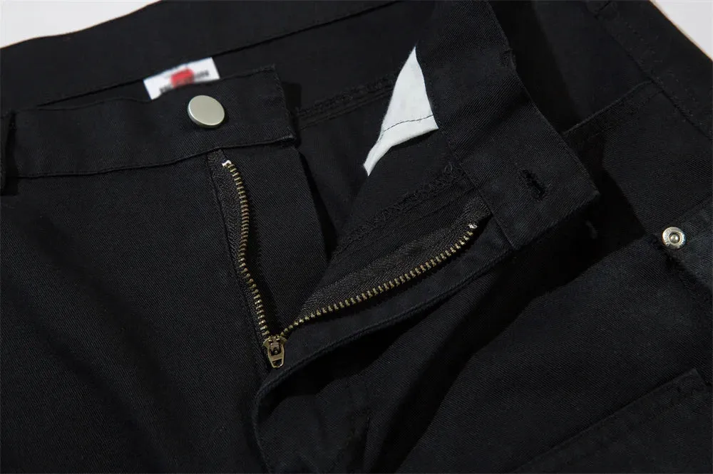 Washed Black Wide Leg Cargo Pants