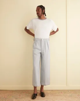 Wide Leg Snap Trousers - Light Blue