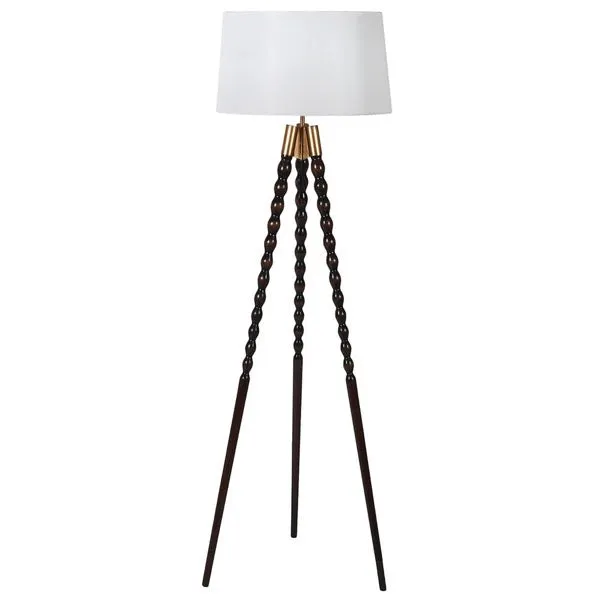 Wooden Spindle Tripod Floor Lamp